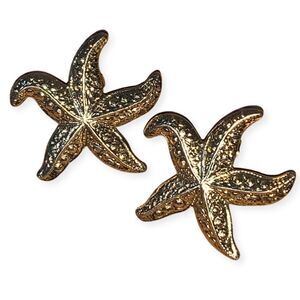 Gold Starfish Stud Flat Backed Pierced Earrings